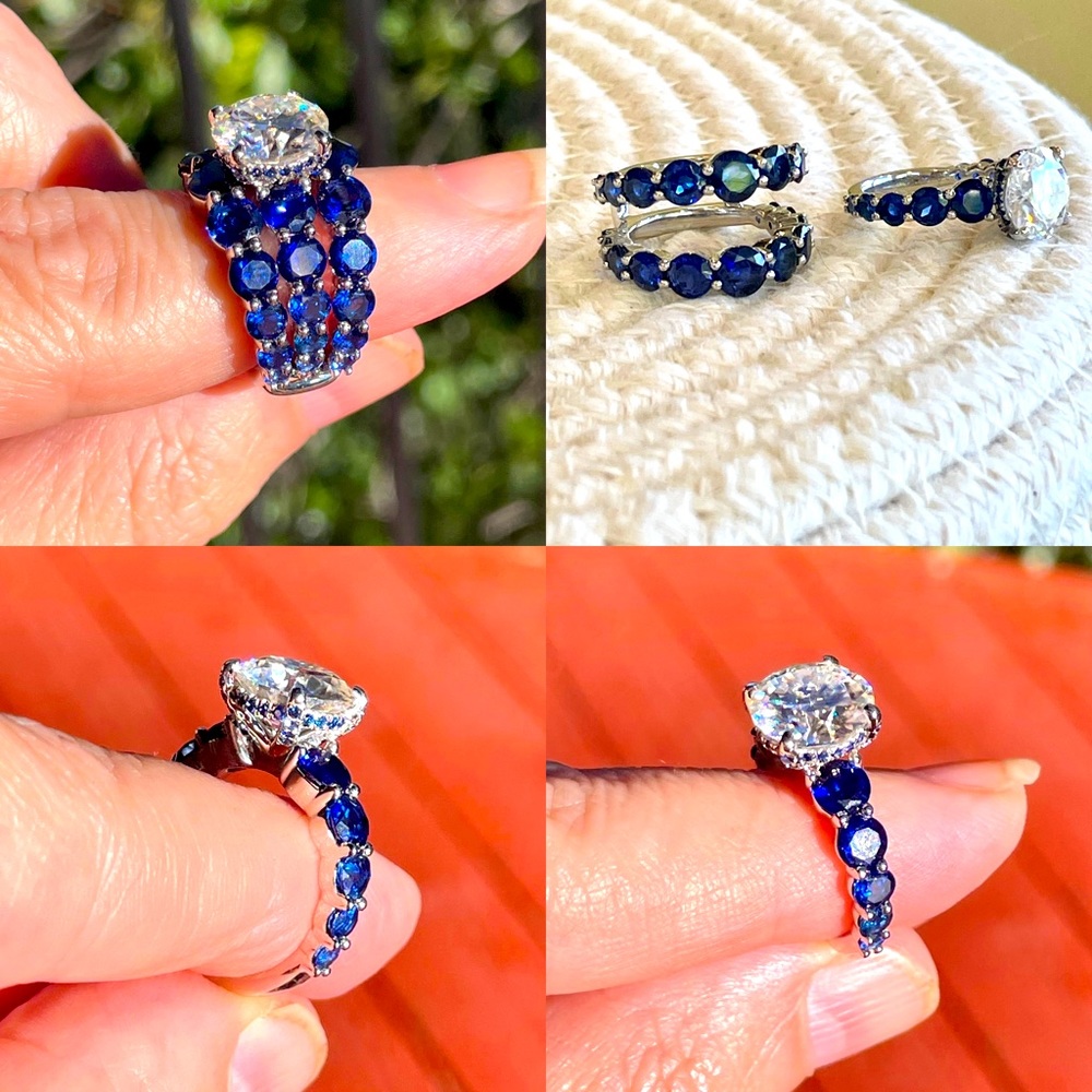 3.5ct Hidden Halo with Sri Lanka Sapphires